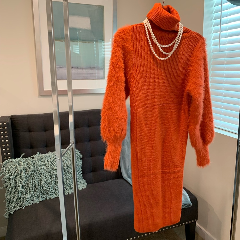 Orange/Pumpkin color Sweater Dress